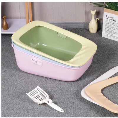 Buy Pink Semi Enclosed Cat Litter Box Green 61 X 44 X 25cm Open Top Litter Box With Shield online manufacture