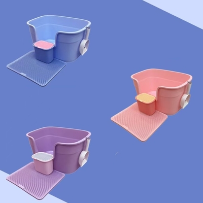 Buy Purple Blue Semi Closed Litter Box Anti Splash Open Cat Litter Tray online manufacture